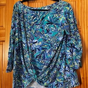 Lilly Pulitzer Floral Blue Women's Top